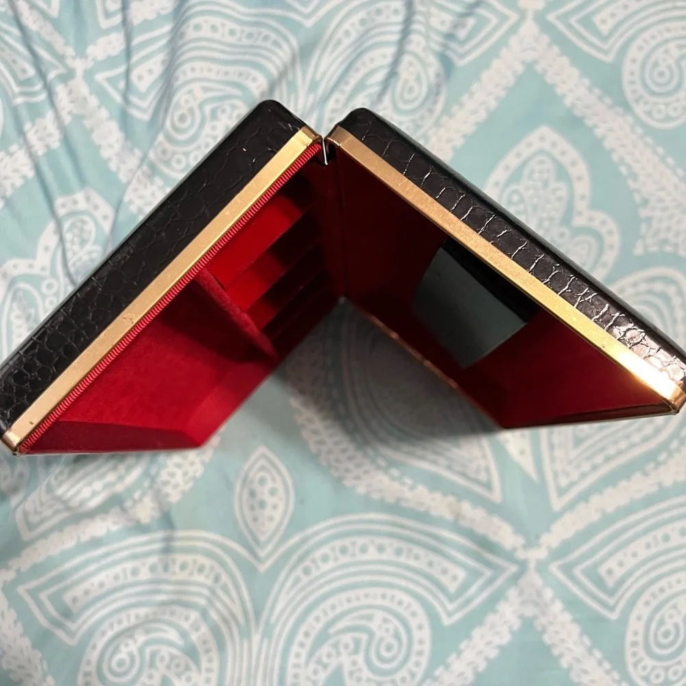 Vintage Black Embossed Clutch Jewelry Box